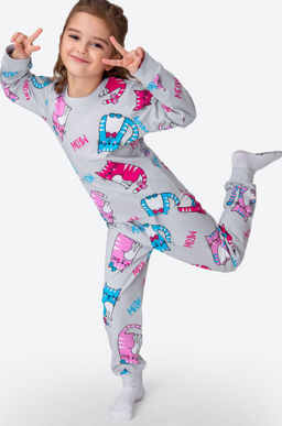 Хлопковая пижама для девочки из футера с начесом Happy Fox