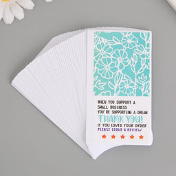 Наклейка - открытка бумага Спасибо. Цветы на лазурном фоне, набор 50 шт., 10?5 см