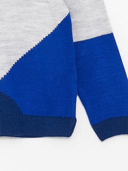 Bisiklet Yaka Renk Bloklu Uzun Kollu Erkek ?ocuk Triko Kazak - Waikiki фото 3