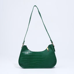 Сумка-багет на молнии, цвет зелёный