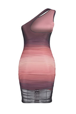 Cok Renkli Limited Edition Degrade Bask?l? Buzgu/Drape Detayl? Mini Orme Kalem Elbise TWOSS24EL00560 - Trendyolmilla фото 8