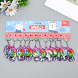 Цена за 12 шт. Брелок ПВХ Попугайчики неразлучники мягкий 6х4 см - Simaland фото 6