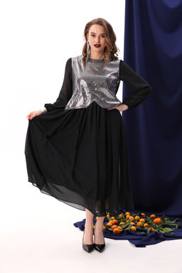 Платье NIKVA н740-8 черный+серебро  фото 3