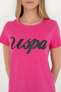 Женская футболка цвета фуксии с круглым вырезом - U.s. polo assn фото 14
