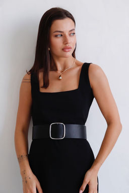 Платье с вырезом каре чёрное - Martichelli фото 11