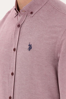 Мужская бордово-красная базовая рубашка с длинным рукавом - U.s. polo assn фото 7