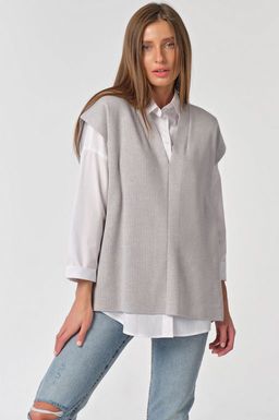 Жилет вязаный оверсайз с открытой спиной черный - Fly фото 5