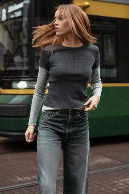 DOUBLE LONG SLEEVE T-SHIRT - Zara фото 6