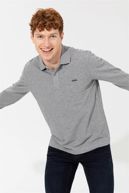 Мужская серая меландж Поло Яка Основная толстовка Сюрприз. Скидка в корзине