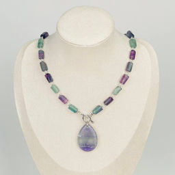 Колье из Флюорита и Лунного камня 45 см