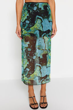 TRENDYOLMILLA Turuncu Desenli Maxi Boy Dantel Detayl? Tul Esnek Orme Etek TWOSS23ET00369  фото 10