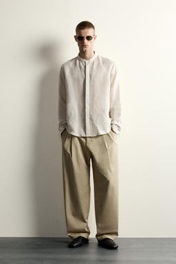 CAMISA RELAXED FIT 100% LINO / Beige claro