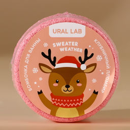 Цена за 2 шт. Бомбочка для ванны Оленёнок, 100 г, аромат клубничного пломбира, URAL LAB