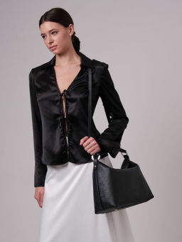 Сумка кожаная на плечо черная