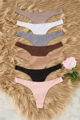 Trendyolmilla Siyah-Cok Renkli 7li Paket Dikissiz/Iz Yapmaz Lazer Kesim Micro Tanga Orme Kulot THMSS25KU00036 фото 5