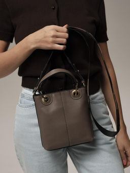 Сумка кожаная кросс-боди Deboro 30347 таупе фавола