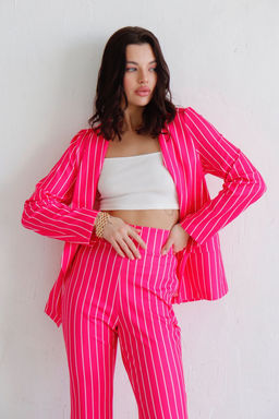 12616 Костюм брючный малиновый в полоску - Martichelli фото 4