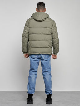 Куртка спортивная мужская зимняя с капюшоном цвета хаки 8362Kh - Wonderrman фото 5