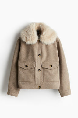 Cazadora de sarga con cuello efecto pelo - H&m фото 11