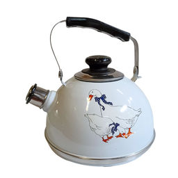 Чайник 2,5л. (подвиж. ручка) - белый / гуси (декор - нерж. сталь) TM04/25/03/36