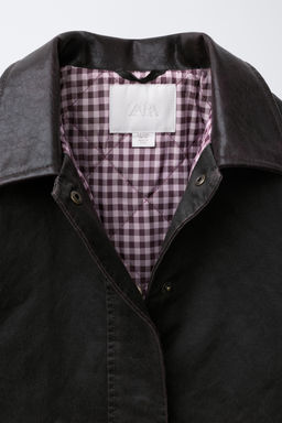 WAXED JACKET WITH LEATHER-EFFECT COLLAR - Zara фото 7