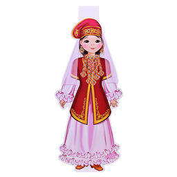 Плакат вырубной А3 в пакете. Девочка в татарском костюме (двухсторонний, в индивидуальной упаковке, с европодвесом и клеевым клапаном)