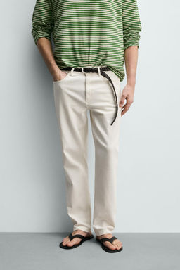 PANTAL?N STRAIGHT FIT TIRO BAJO / Blanco roto - Zara фото 2