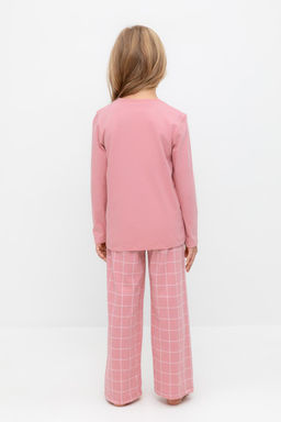 К 1623/розовый зефир,двойная клетка пижама дет