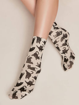 Цена за 2 пары. Носки Классические CONTE Носки с принтом FANTASY из смесовой пряжи с хлопком и льном бежевый