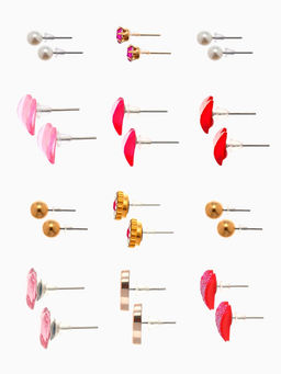 Серьги пусеты 12 пар «Сердечки» свидание, миксы