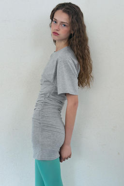 VESTIDO CORTO FRUNCES / Gris vigor? - Zara фото 3