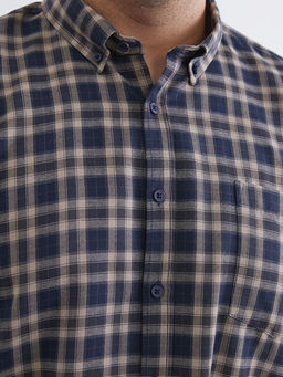 B?y?k Beden Regular Fit Uzun Kollu Ekose Gabardin Erkek G?mlek