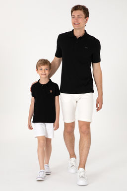 Erkek Regular Fit Polo Yaka Siyah Basic Ti__rt