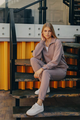 Свитшот с замком овер женский, тауп - Inzibe фото 6