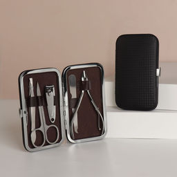 Набор маникюрный, 5 предметов, в футляре, цвет чёрный - Queen fair фото 4