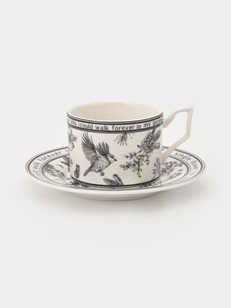 Чайная пара «Птичка», 2 предмета: чашка 250 мл, блюдце, фарфор, белая