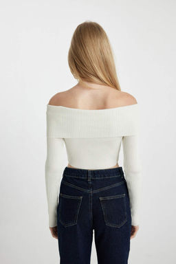 Cool Slim Fit свитер с открытыми плечами - Defacto фото 7