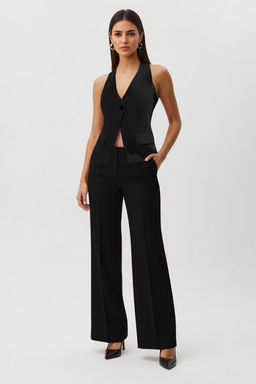 Trendyolmilla K?rm?z? Regular Regular Halter Yaka Tek Dugmeli Yelek TWOSS25YE00087 фото 9