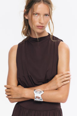 Vestido drapeado con cuello perkins - H&m фото 5