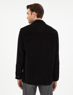 Siyah Klasik Yaka _ift Cepli Oversize G_mlek Ceket
