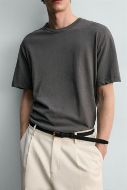 CAMISETA RELAXED FIT ALGOD?N - LINO / Gris oscuro - Zara фото 6