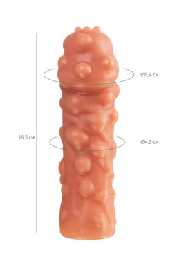 Насадка реалистичная KOKOS PENIS SLEEVE с дополнительной стимуляцией, TPE, телесная, 16.5 см