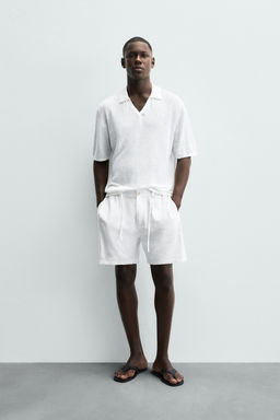 BERMUDA REGULAR FIT LINO ALGOD?N / Blanco