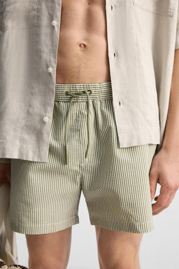 SEERSUCKER MID-LENGTH SWIMMING TRUNKS - Zara фото 34