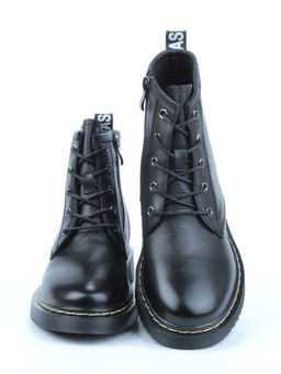 01-CCO22-1P BLACK Ботинки демисезонные женские (натуральная кожа, байка)