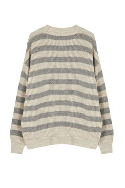 Ekru Genis Kal?p Cizgili Triko Kazak TWOAW23KZ00516 - Trendyolmilla фото 15