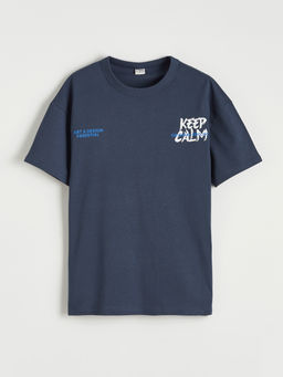 Bisiklet Yaka Erkek ?ocuk Bask?l? Ti??rt