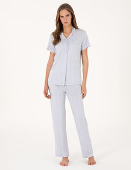 Mavi K_sakollu G_mlek Pijama Tak_m_