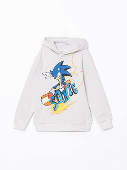 Sonic Bask?l? Erkek ?ocuk Kal?n Sweatshirt