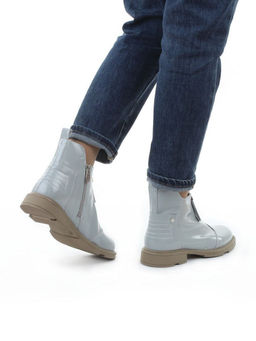 01-M43-9 GRAY/LT. BLUE Ботинки демисезонные женские (натуральная кожа)